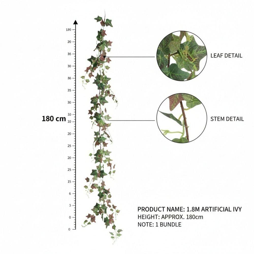 Single Strand Artificial Ivy Vine Autumn Fall Color 1.8m Length Fake Hanging Greenery Pipe Wrap Design Artificial Material