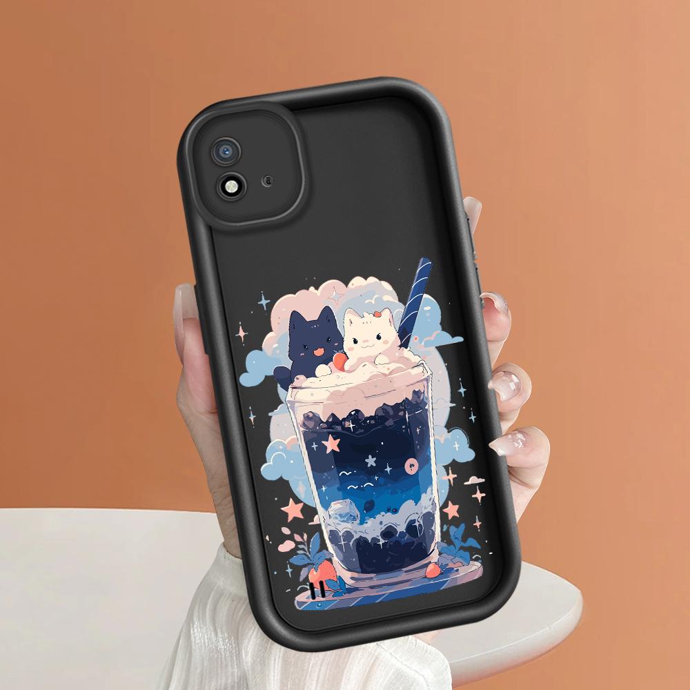 Mäkký silikónový štvorcový kryt na telefón s potlačou vzoru rebríka, plné krytie, ochrana fotoaparátu proti nárazom, gumové puzdro pre OPPO Realme