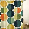 1pc Mid-Century Modern Shower Curtain with Plastic Hooks - Soft Earth Tones Abstract Oval Pattern, 70.8x70.8 Inch Durable Poly