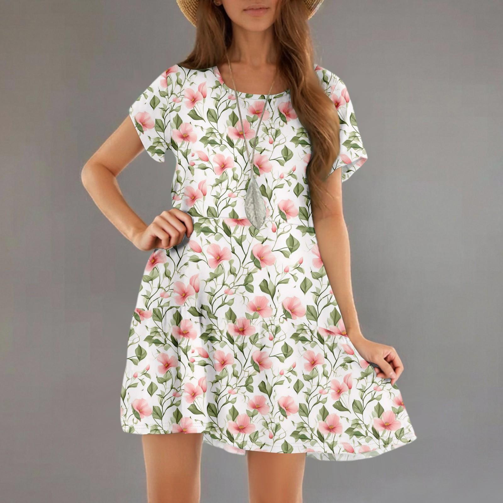 

Женские модные повседневные платья с круглым вырезом и коротким рукавом с оборками и градиентным принтом XL белый