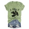 Summer Fashion Casual F Caw F2 Letter Crow Print T-shirt Women's V-neck Short Sleeved Shirt