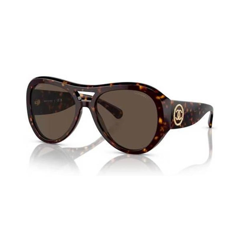 Chanel Doppel-C-Bügel Acetatrahmen unregelmäßige Sonnenbrille Damen braun