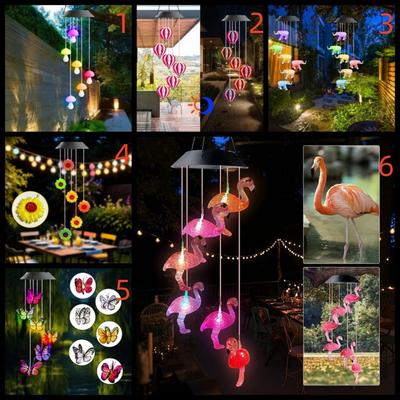 1 Stück Solarbetriebene bunte Windspiel-Leuchte, wasserdicht, zum Aufhängen, mobile Lampe für Haus, Garten, Hof, Terrasse, Festival-Dekoration