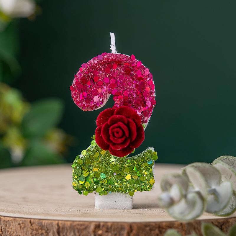 

Handmade Rose Flower Digital Birthday Candles for Cross-Border Cake and Party Decoration