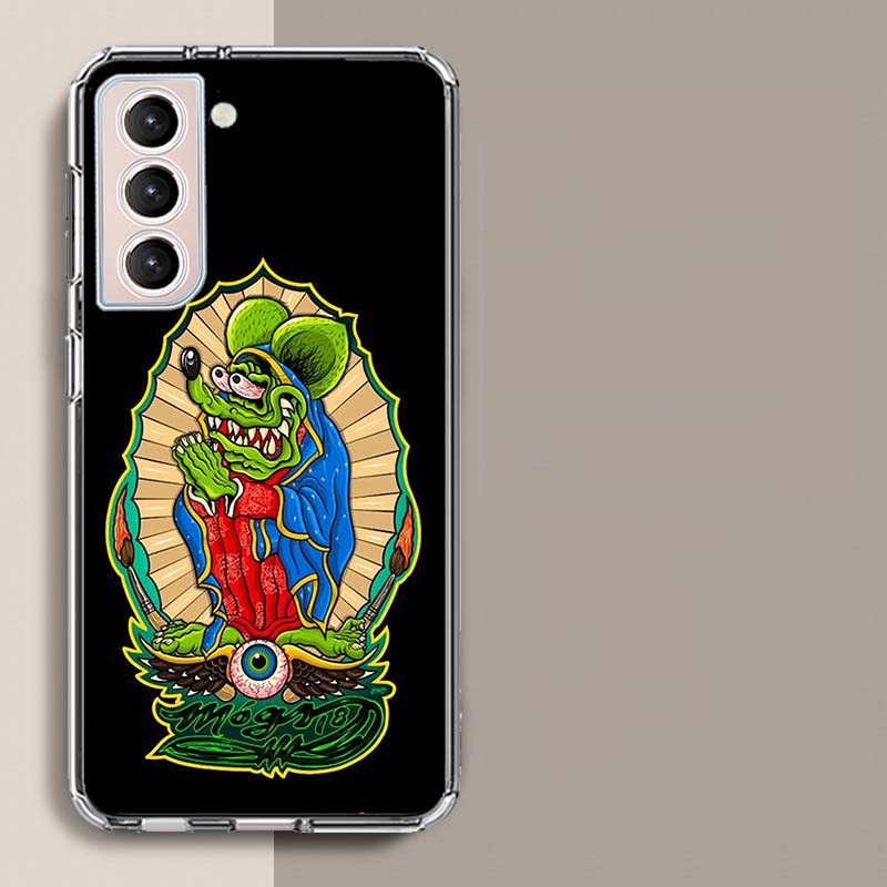 Surf Cool Rat F-Fink Phone Case For Samsung Galaxy S25 Edge S24 S23 FE S21 S20 S10 Plus S22 S26 Ultra Cover Clear Cases TPU Capa