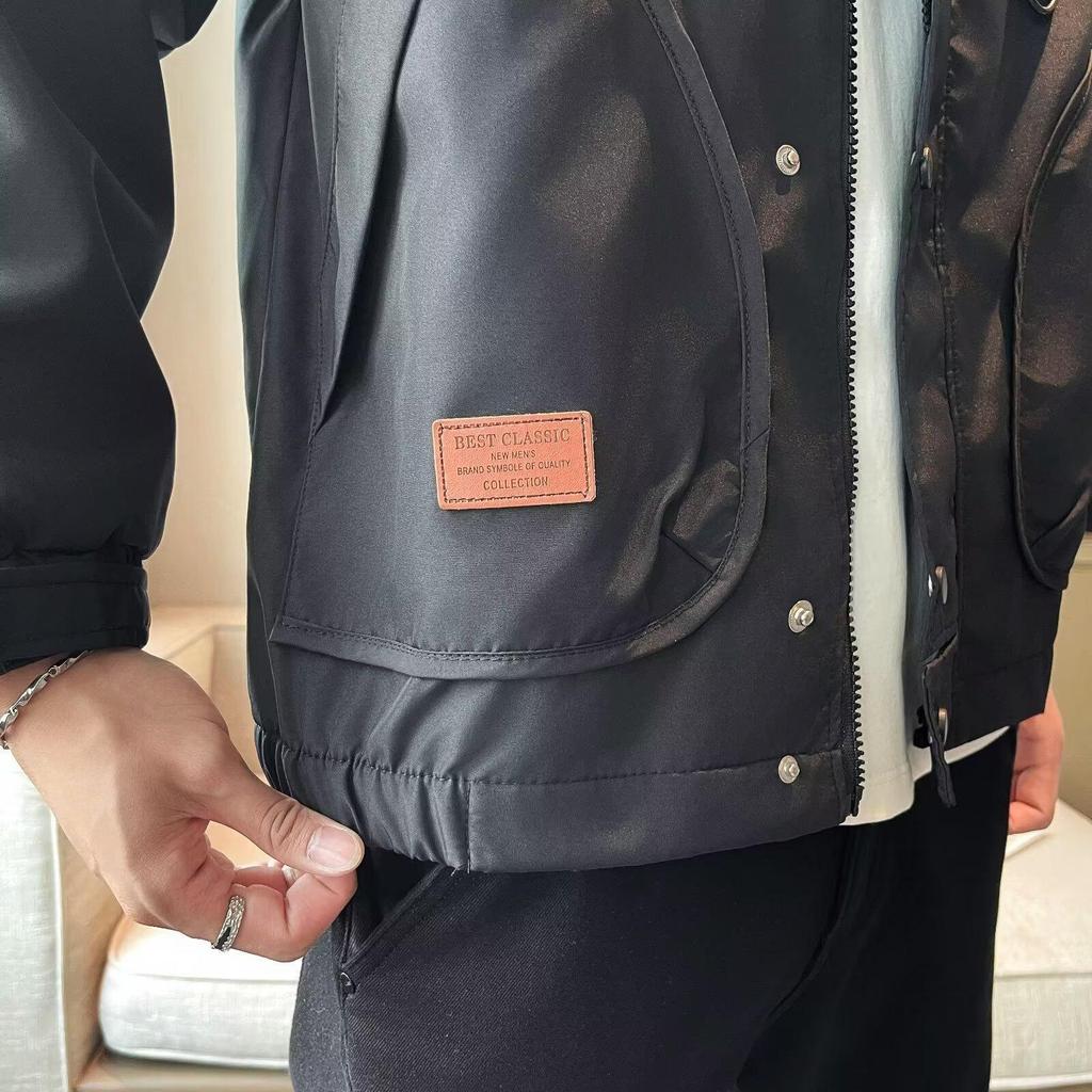 2025 Men's Trendy Hipster Jacket: Spring/Autumn High Street Style, Hong Kong & Japanese Harajuku Influence, Loose Fit, Korean Version.