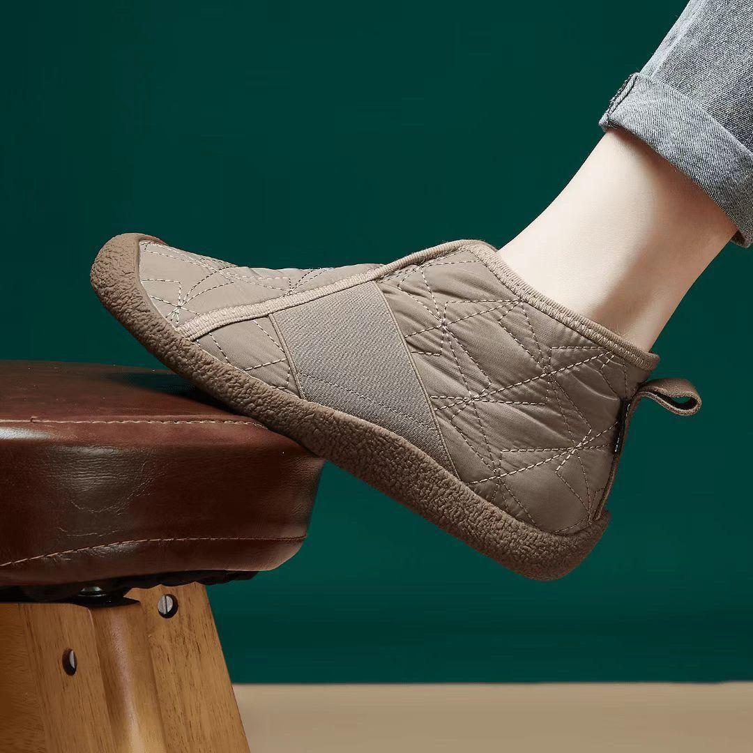 

2025 осень и зима новая аэрокосмическая ткань шерсть сапоги-луноходы на одной педали низкий каблук удобные нескользящие легкие женские хлопковые туфли 35 хаки