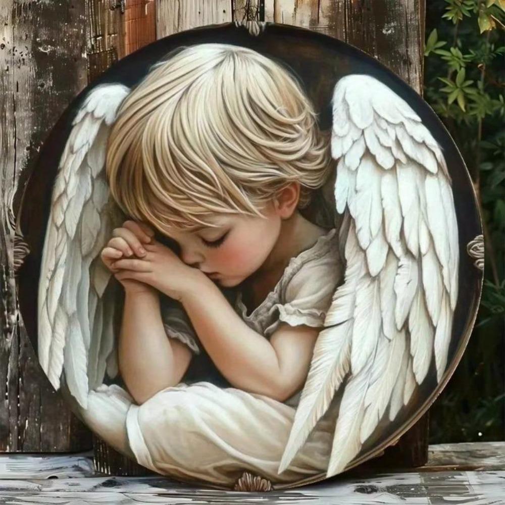 1PC Vintage Metal Art Sign Handcrafted Angel Logo Wall Decor For Bar Home