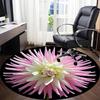 1pc Pink Dahlia Flower Chair Carpet for Office, Round Non Slip Durable Large Size Office Carpet, Suitable for Office