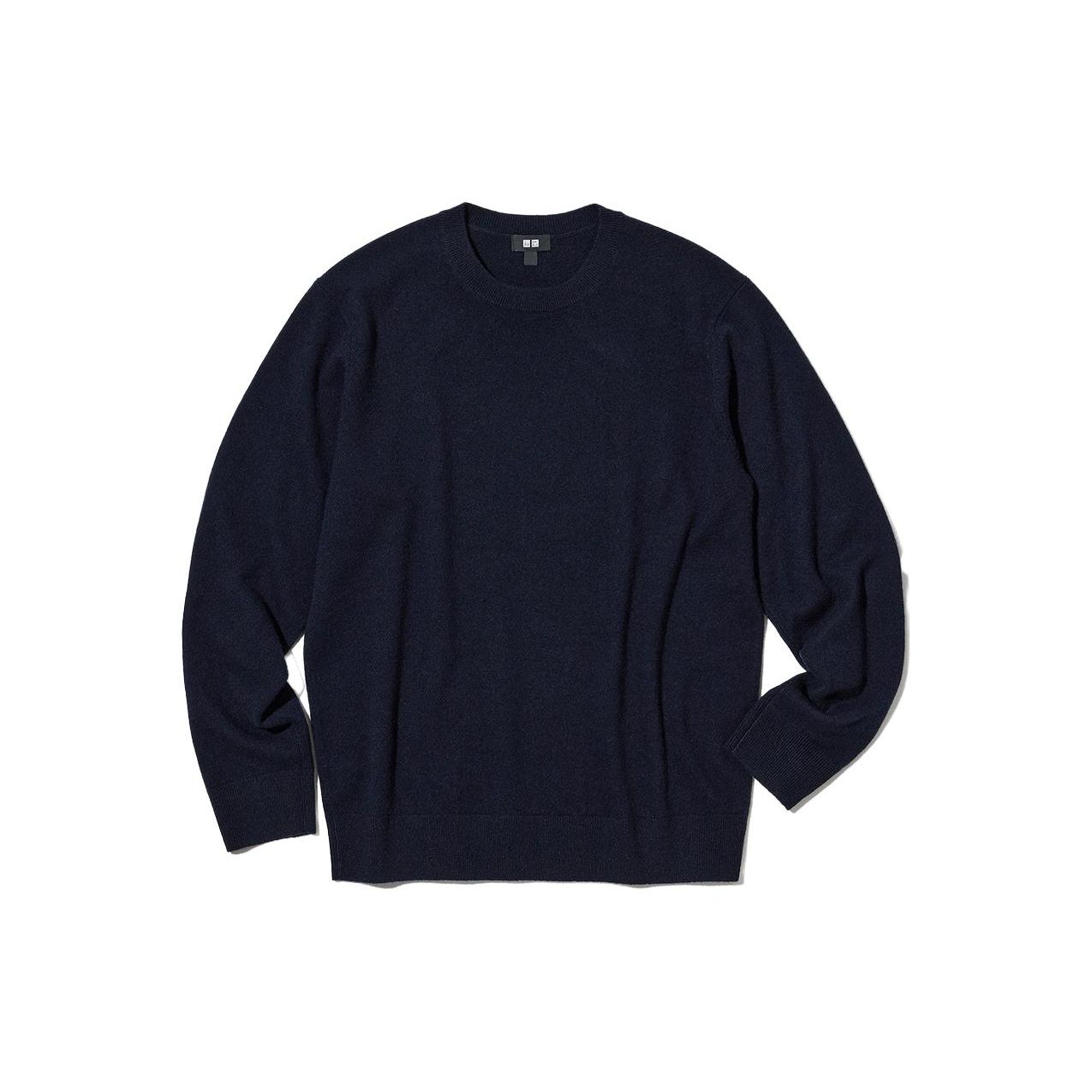 UNIQLO Однотонный пуловер с круглым вырезом и длинным рукавом Свитер унисекс 450543-69 XS black