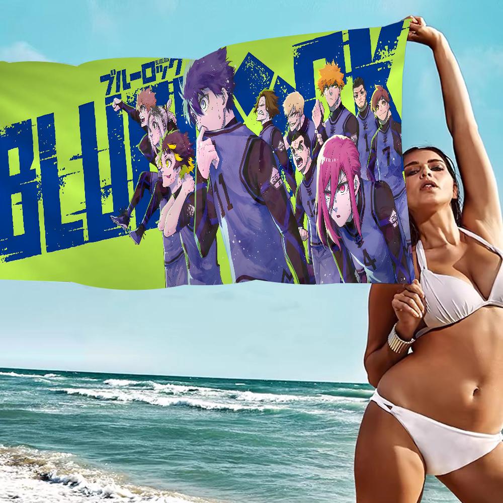 Anime Blue Lock Microfiber Blanket Quick Drying Beach Towels Oversized Printing Super Absorbent Pool Towel Blanket