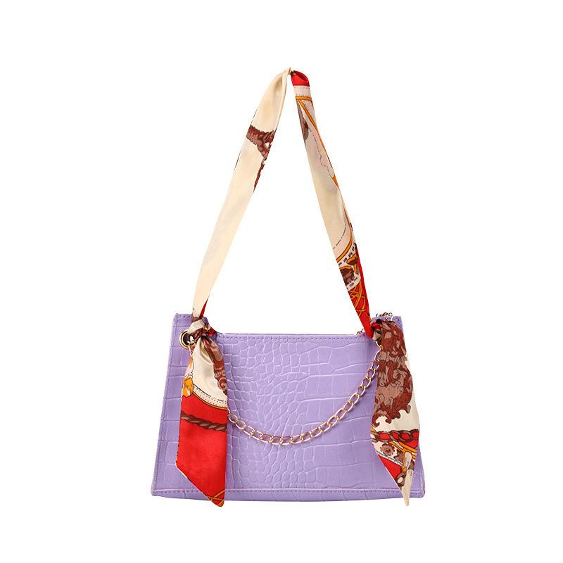 Crocodile pattern small bag, new women's bag, shoulder messenger bag, silk scarf small square bag, chain mobile phone bag.