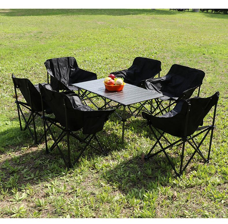 Portable Outdoor Folding Table & Chair Set for BBQs – Includes 1 Roll-up Table & 4 Chairs