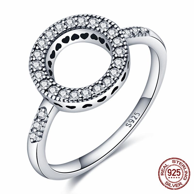 Brand New 100% Genuine 925 Silver Women's Ring Original Heart Crown Rose Gold Crystal Engagement Ring Wedding Anniversary Jewelr