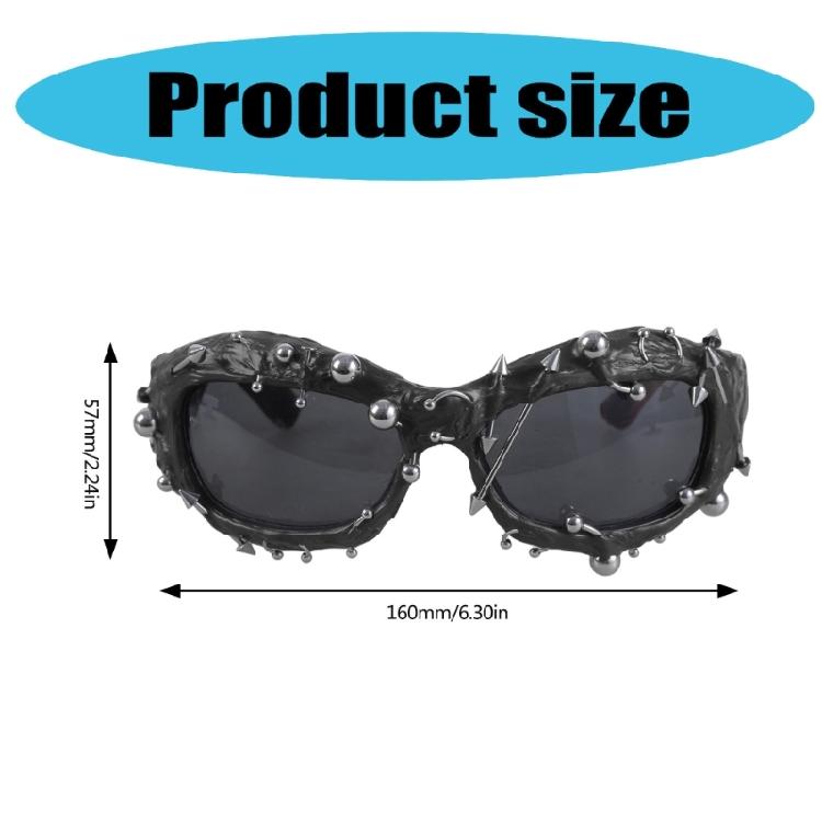 Stylish Rivet Frame Sunglasses with UV380 Protections for Women Men Unisex Everyday Use Eyeglasses Dance Show Props