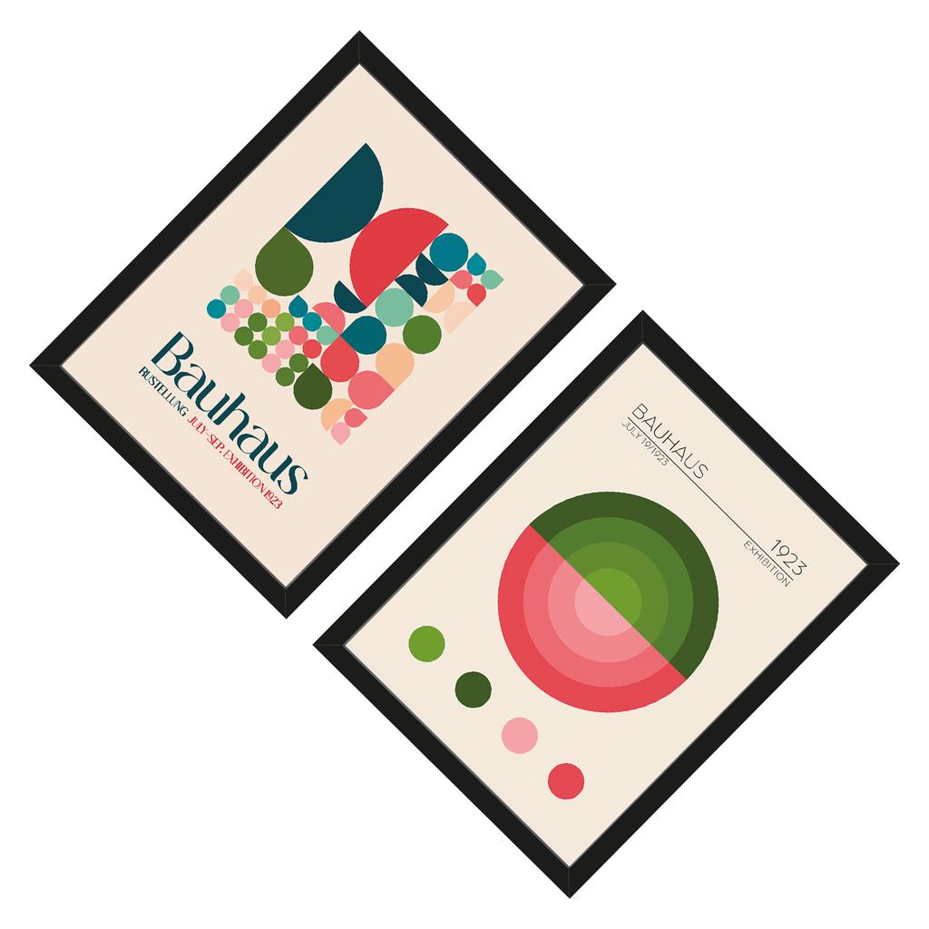 Emel Tunaboylu Bauhaus Boxen 2 Bauhaus Grüner Kreis Gerahmtes Druckset (Packung mit 2)