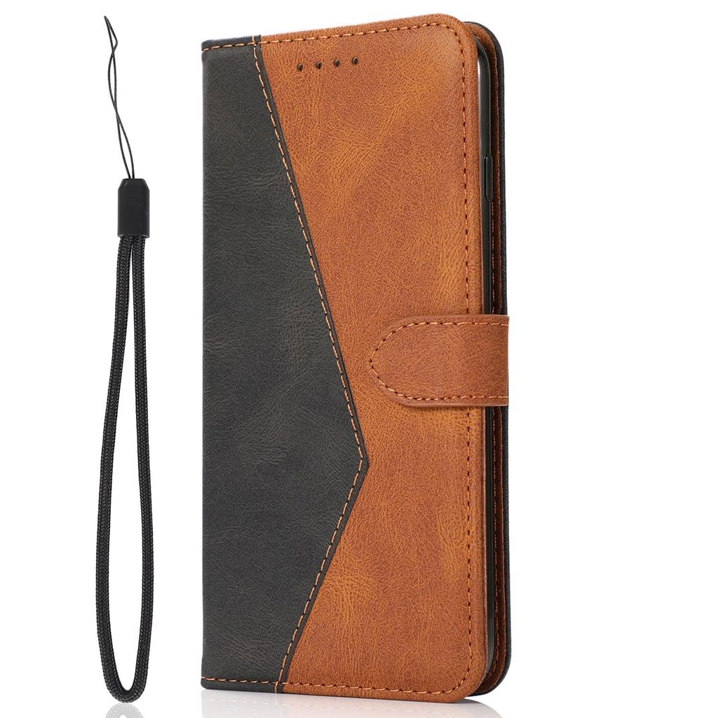 For Honor 400 Lite 5G Case Color Splicing Wallet Stand Leather Phone Cover with Wrist Strap