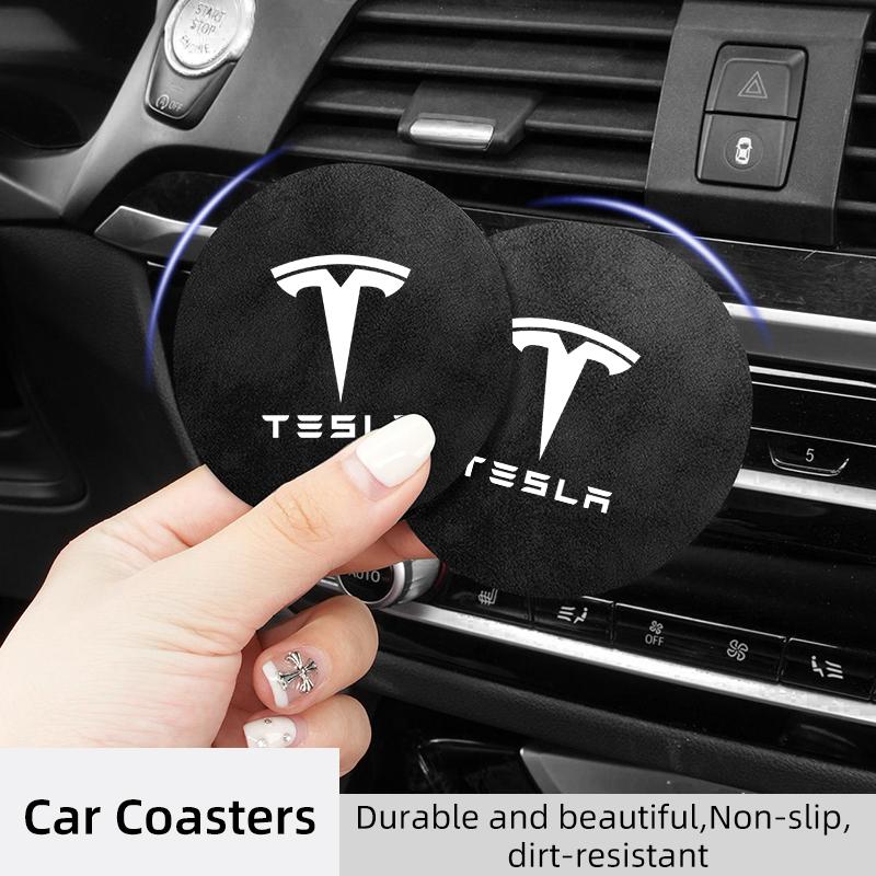 2PCS Car Valve Coaster Water Cup Holder Anti-slip Pad Mat For Tesla Model 3 Model S Model X Model Y Roadster Bonina Coil Juguete