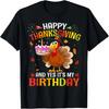 Happy Thanksgiving And Yes It's My Birthday Cute Turkey Kids T-Shirt