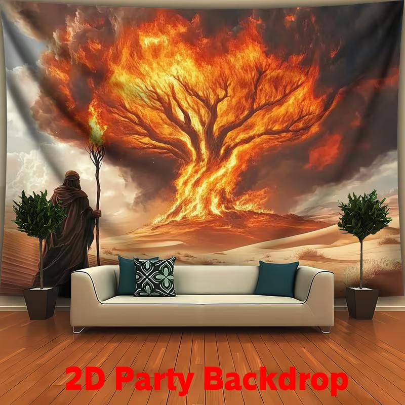 2D Moses Burning Bush Backdrop for Religious & Passover Celebrations 47.2x31.5inch/120*80cm