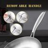 Frying Pan 410 Stainless Steel Fast Heat Conduction Uncoated Fry Pan for Quick Daily Meal Cooking