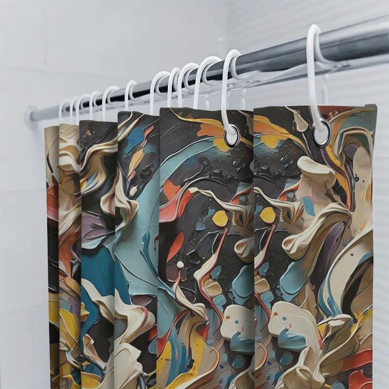 Abstract Wall Art Shower Curtain Modern Decorative Bathroom Curtains For Home Decoration In Multiple Colors