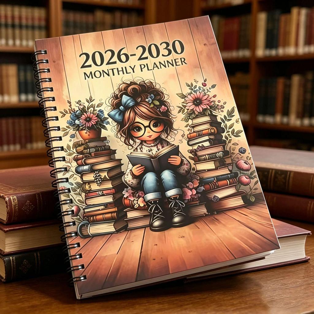 2026-2030 A5 Spiraal Maandelijkse Planner Notitieboek