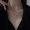 2025 Women's Wish-Granting Clavicle Necklace: Sterling Silver-Plated Snake Chain with Small Ball Accent
