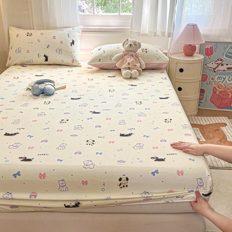 Soft Fitted Sheet Pure Cotton Bed Cover Single/Twin/Queen/King Size Bedsheet Non-slip Bed Linen sabanas (Pillowcase Need Order)