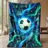 Soccer Ball Breaking Through Wall Theme blanket Lightweight Warm Flannel Blanket Decorative Throw Blanket for Home Decoration