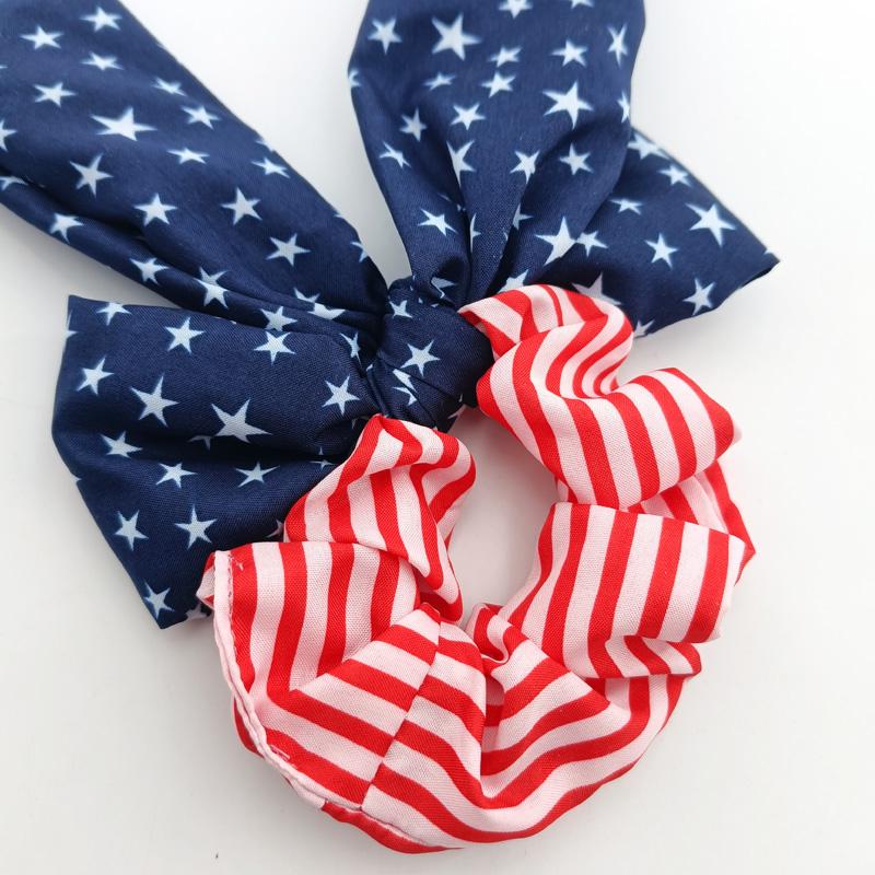 American Flag Red Blue and White Girl Ribbon American Independence Day Hair Band Women's Rabbit Ear Ribbon Bow Headband