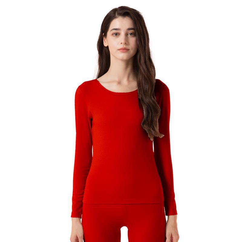 

Спортивный мужской и женский облегающий комплект термобелья из немецкого флиса - с круглым вырезом, эластичный, осенний 2XL ярко-красный