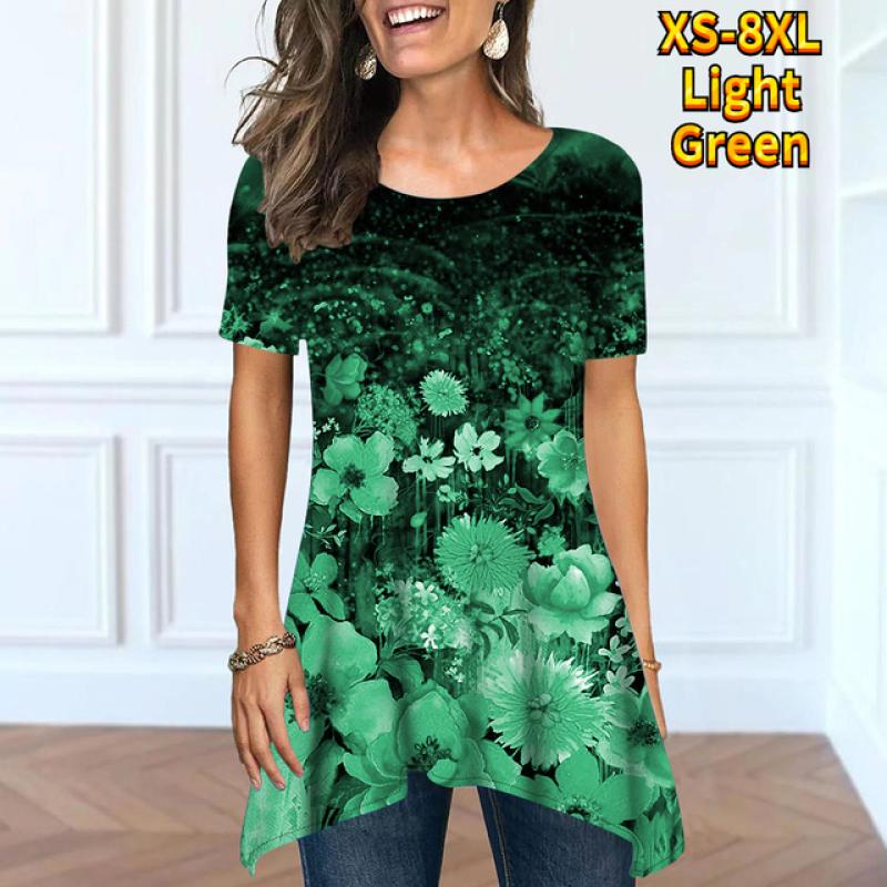 Moda Estiva Donna Comoda Streetwear Base Casual Manica Corta Girocollo Sotto il Top Aperto Largo XS-8XL