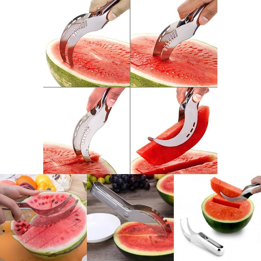 Watermelon Slicer Cutter Knife Server Corer Scoop Stainless Steel Tool Carve