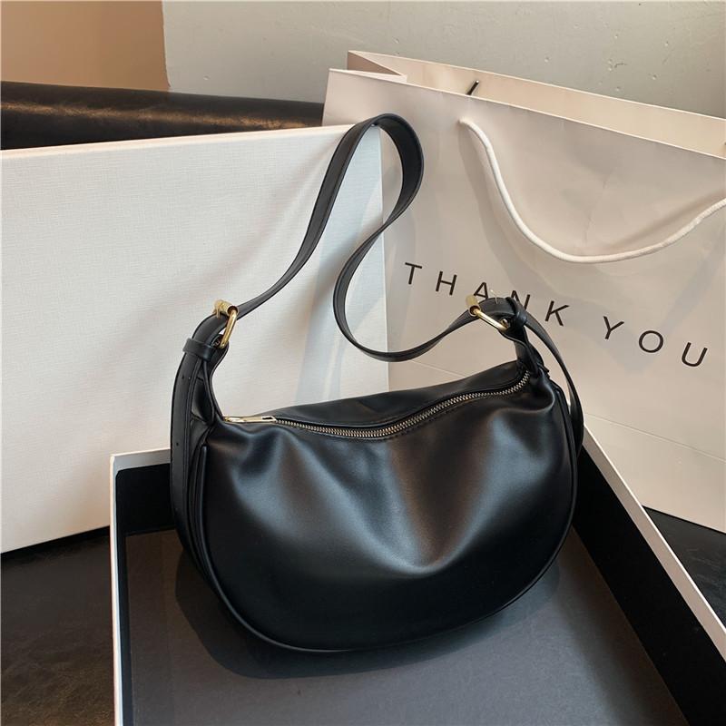 Soft Faux Leather Crescent Moon Bag for Women, Trendy 2026 Minimalist Shoulder Crossbody Purse, Korean Style Fashion Handbag