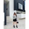 50% off Miss Biggie Fashion Plus Size Loose Easiest for Match Collar Edge Stitching Lace Wool Blend Long Sleeves Sweater