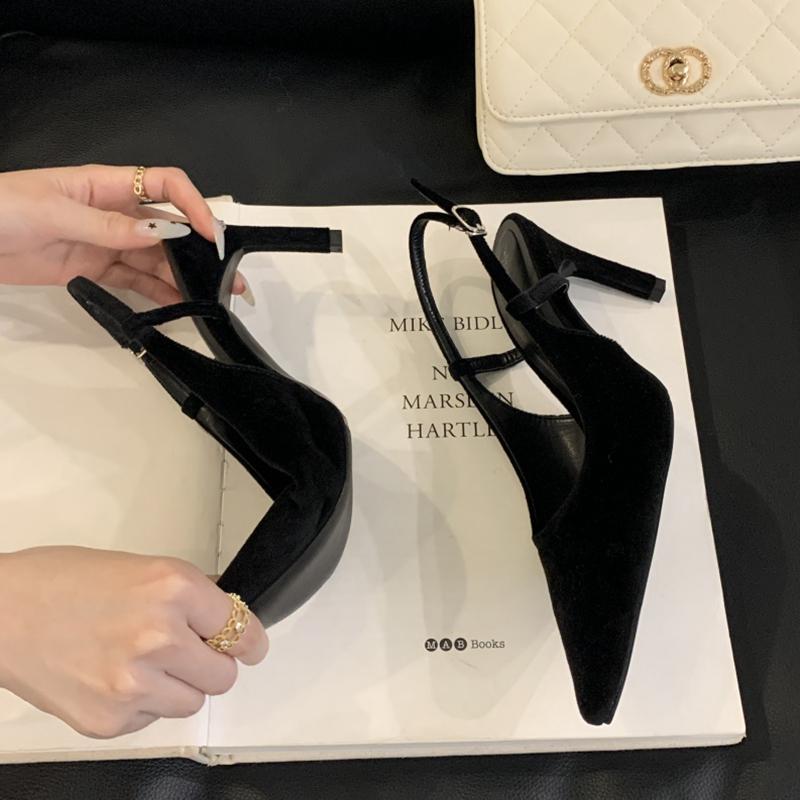 Fashion SUOJIALUN 2025 New Brand Women Sandal Shoes Thin High Heel Ladies Elegant Slingback Shoes Pointed Toe Slip On Dress Mules Pumps