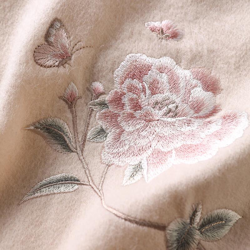 Hangsilu Women's Pure Wool Embroidered Winter Scarf