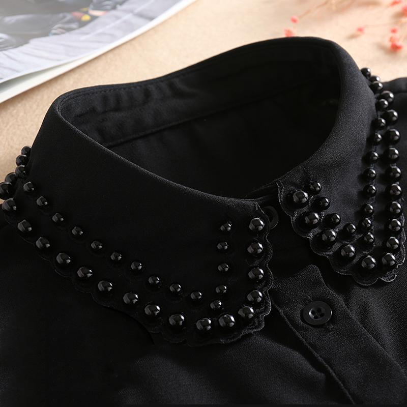 Perfect Match White Detachable Collar For Women New Ladies Tie Beaded False Fake Collar Shirt Black Removable Nep Blouse Kraagie Faux Col