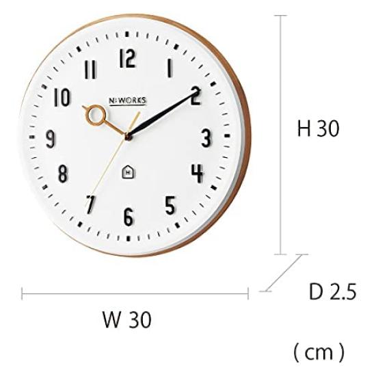 Interform Wall Clock Kempi White Black Wood Sweep Movement CL-3931