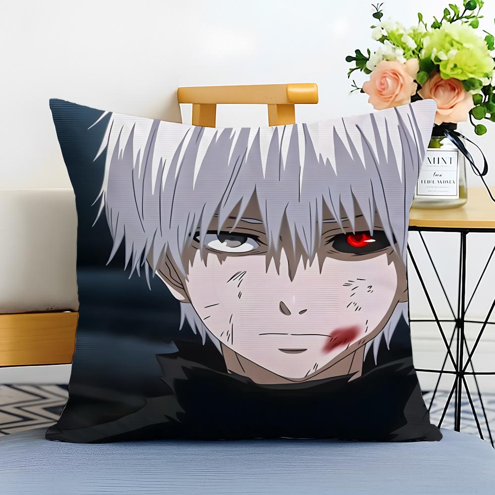 TTokyo Ghoul Cushion Cover Washable Linen Pillowcase Soft for Sofa Bed Cozy Home Room Decor