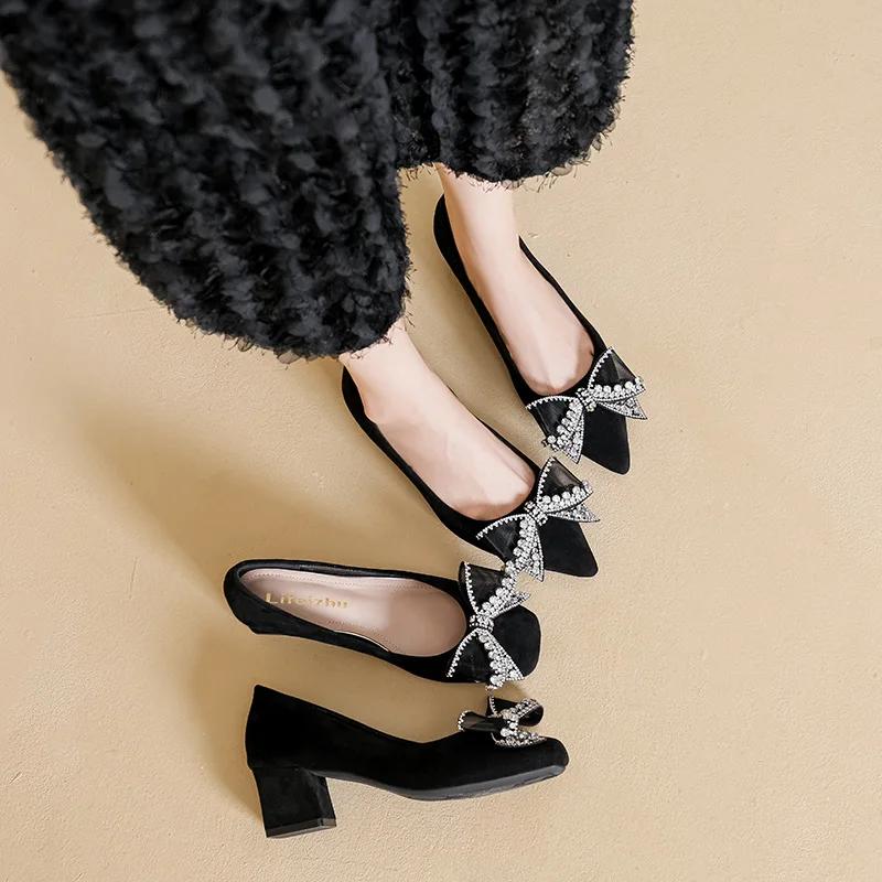 New Women Shoes Beautiful Pumps Fashion Crystal Bowknot High Heel Shoes Ladies Party Dress Shoes