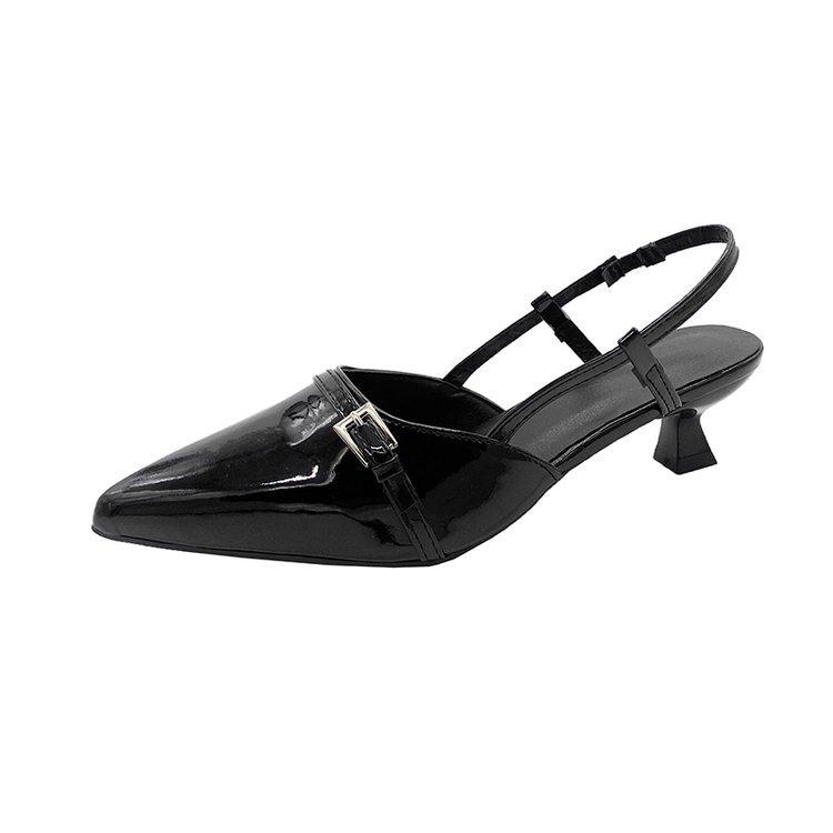 Temperament pointed patent leather bag head sandals 2025 new fairy style retro versatile thin heel empty sandals women