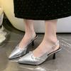 Fashion 2025 Spring and Autumn New Empty Single Shoes Women's Small Belt Buckle Pointed Thin Heel Sandals Curved Heel High Heels
