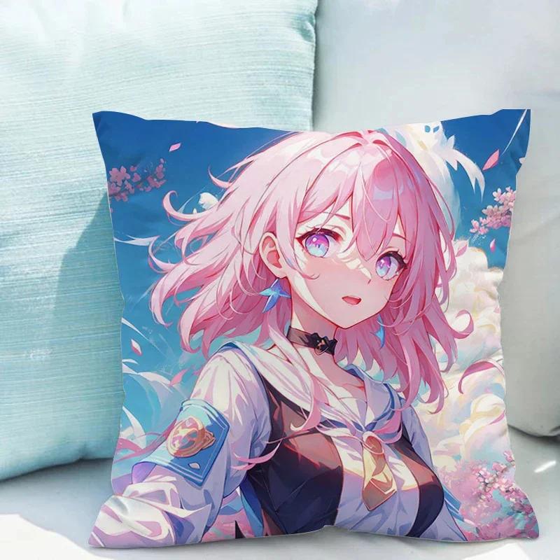 Honkai Star Rail X Cushions Covers Double-sided Printing Cushion Cover X Short Plush Decoration Living Room Car Sofa