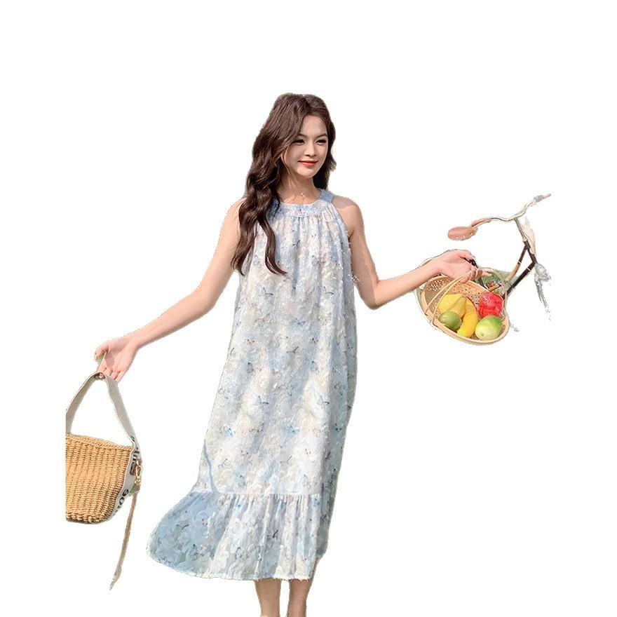 Design Butterfly Printing Sleeveless Neck Dress Summer New Temperament Dress