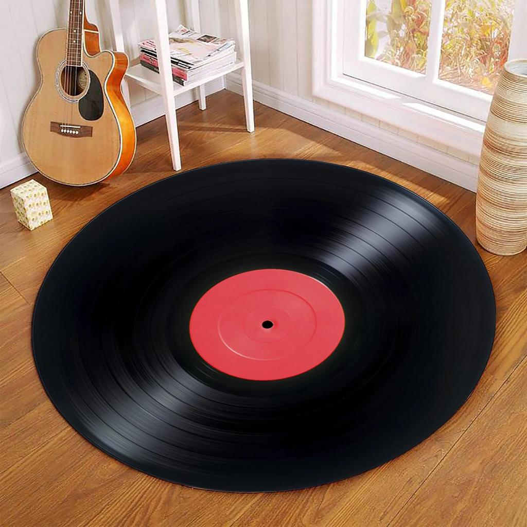 Popolare tappeto rotondo in vinile retrò per la decorazione del soggiorno, tappeto con disco musicale CD per la decorazione della camera da letto, zerbino per la porta del bagno