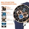 Megir Herren-Business-Arbeits-Analog-Quarz-Armbanduhr mit Edelstahlband, Kalender, Stoppuhr, leuchtend, für die Sammlung