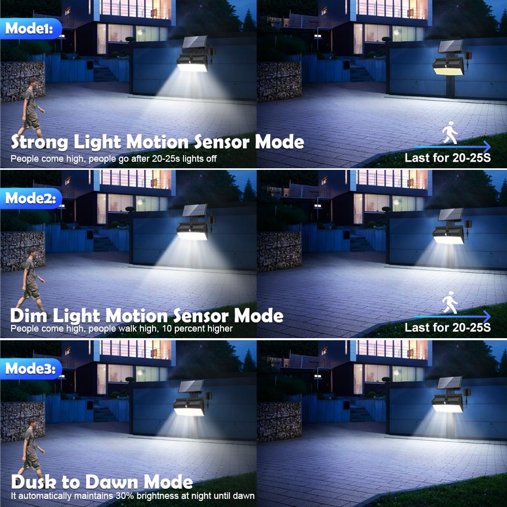 Solar Security Lights Outdoor Motion Sensor 368LED Split Super Bright Led Solar Powered Light 3 Modes Waterproof  Garden Fence Y
