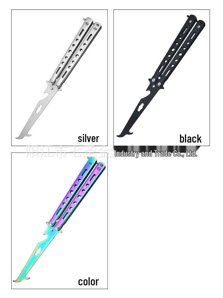 Unsharpened Stainless Steel Folding Knife with Multi-Tool Stone Hook for Tire Cleaning and Digging